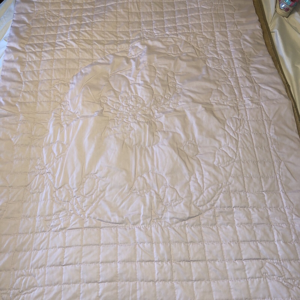 Large Handmade Baby Quilt Lavender 53.5 x 38 inches Floral - Picture 5 of 7